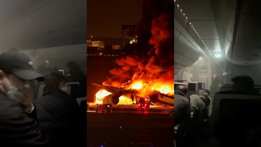 Japonya'da yanan uçaktan kurtulanlar anlattı: Hepimiz ölebilirdik