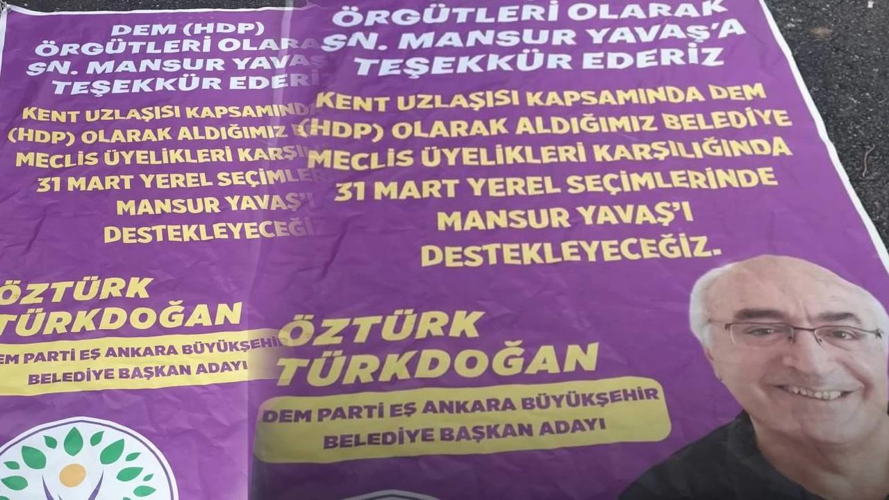 Ankara'da DEM Parti'nin Yavaş'ı desteklediği yazılmış olan sahte afişler asıldı