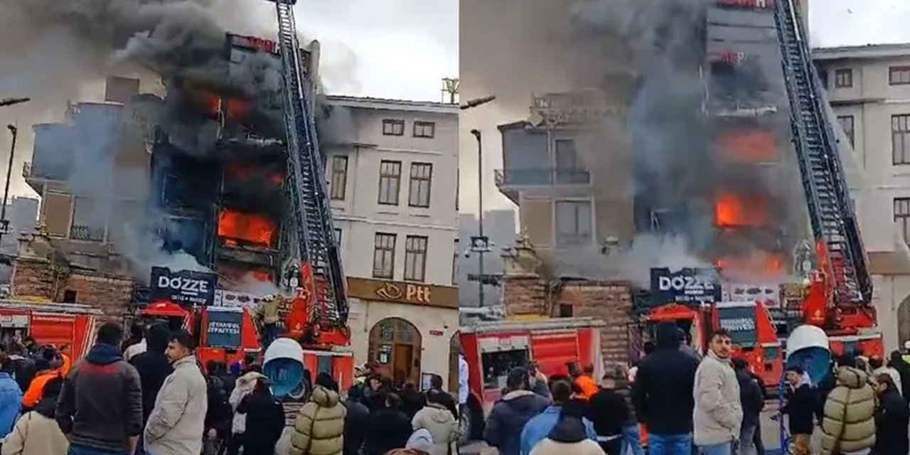 Tarihi Mısır Çarşısı'nın yakınlarındaki restoranda yangın
