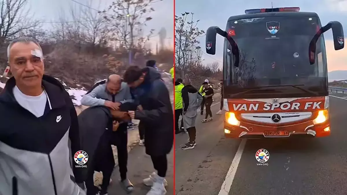 Elazığ'da, Vanspor'un takım otobüsüne taşlı saldırı