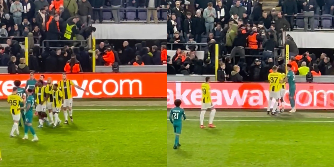 Anderlecht-Fenerbahçe maçında tribünler karıştı! Hakemler soyunma odasına gitti