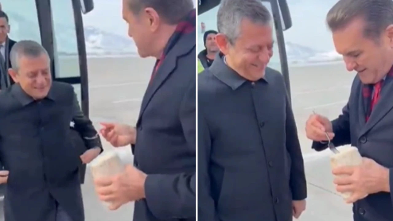 Özel Erzincan'a indi, Sarıgül Özel'i tulum peyniri ile karşıladı