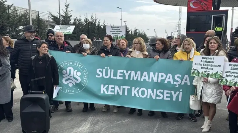 Tekirdağ'da 'çimento tozu' protestosu