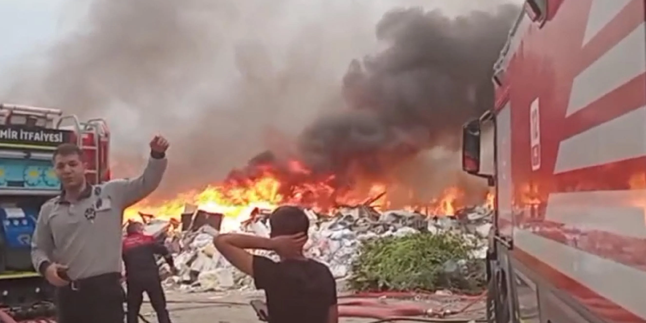 İzmir’de kaçak atık sahasında korkutan yangın!