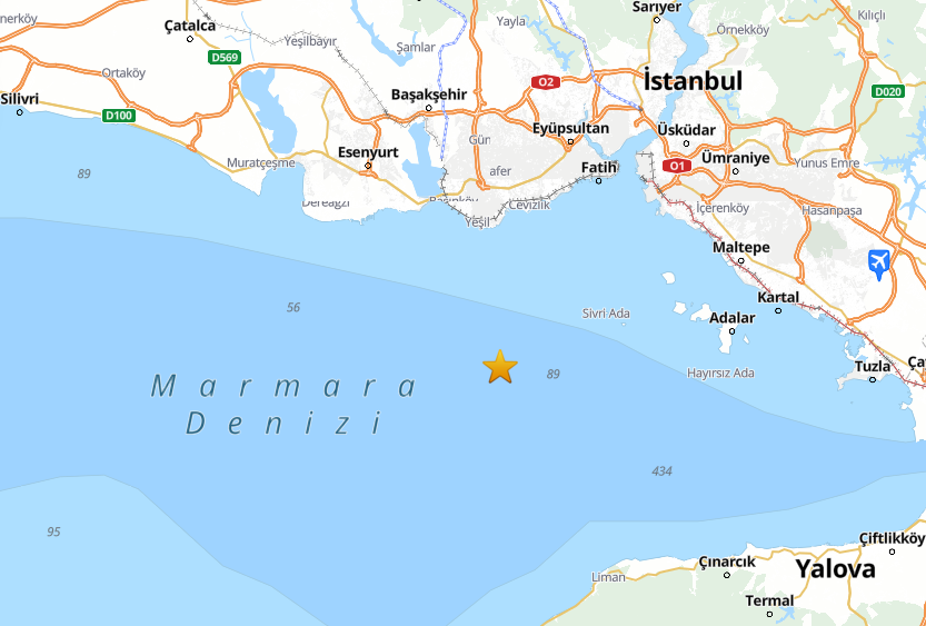 İstanbul Adalar açıklarında deprem