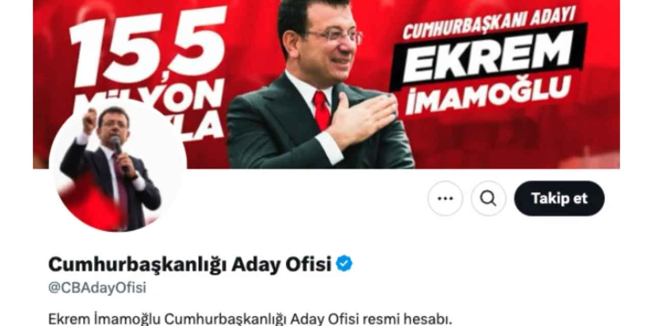 Ekrem İmamoğlu için X'te yeni hesap açıldı: Cumhurbaşkanlığı Aday Ofisi