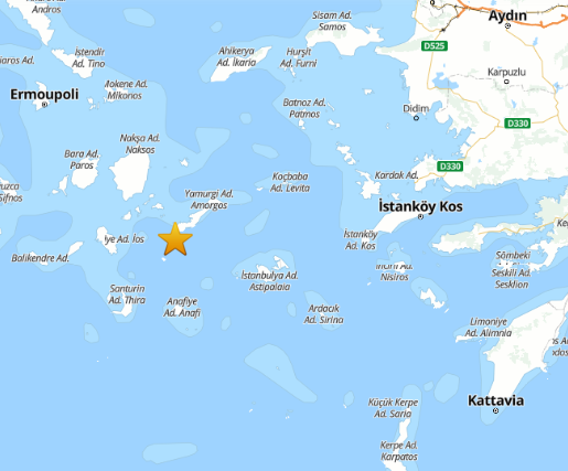 Ege Denizi'nde 4,9 büyüklüğündeki deprem