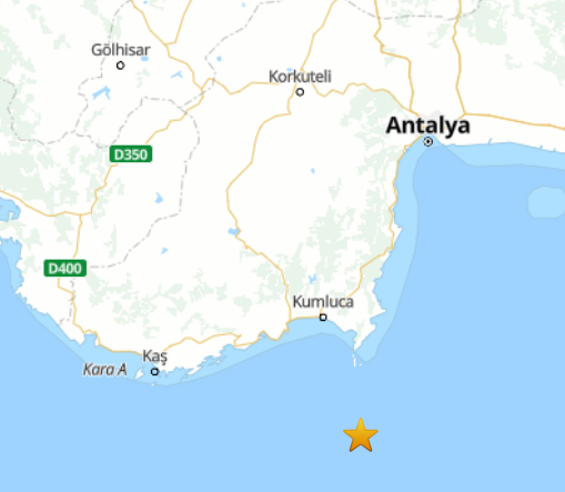 AFAD: Akdeniz’de Kumluca açıklarında 3,8 büyüklüğünde deprem