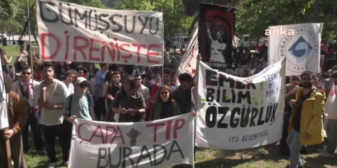 Üniversiteliler, tutuklu arkadaşları için Maçka'ya yürüdü