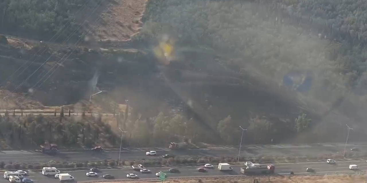 TIR'dan çıkan yangın ormanlık alana yayıldı: İzmir'de trafik olumsuz etkilendi