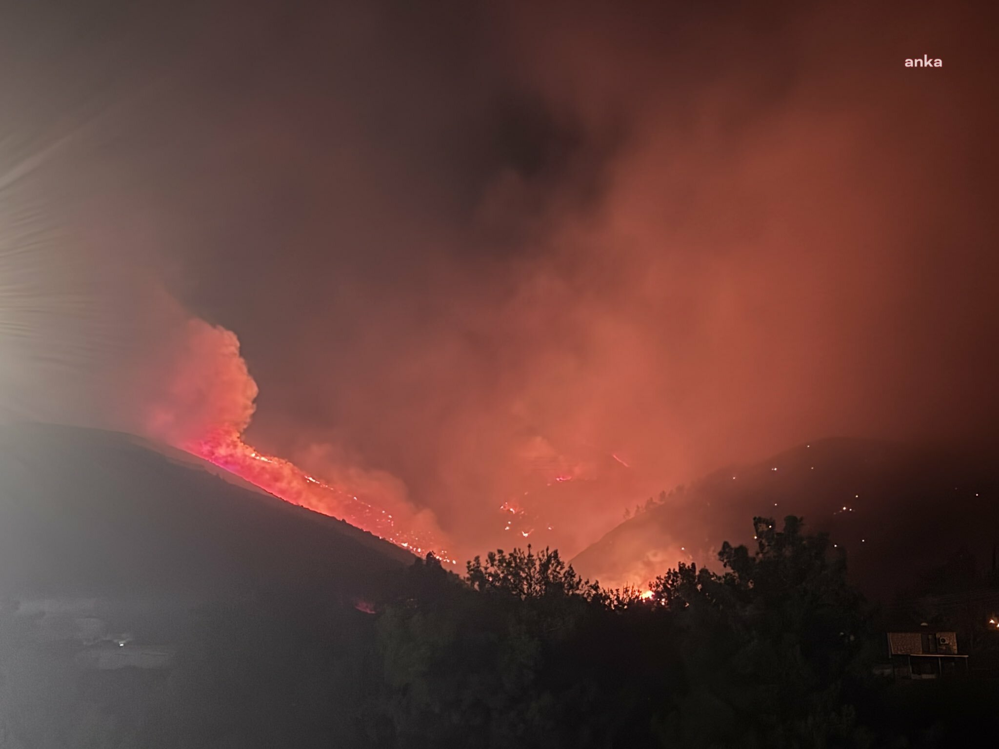 Hatay’da yangın gece boyu sürdü, rüzgarın etkisiyle yayılıyor