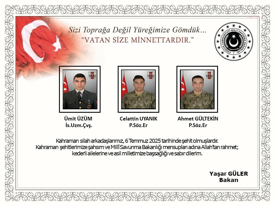 Metan gazından etkilenerek şehit olan 3 askerin daha kimliği açıklandı