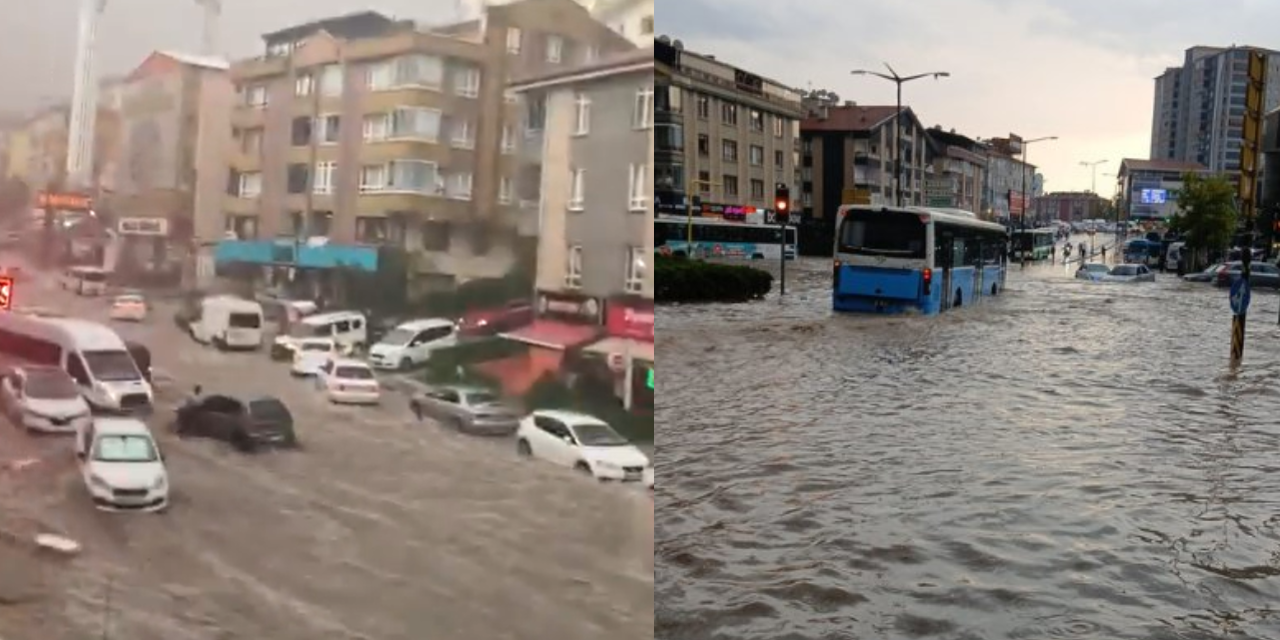 Ankara'da sağanak alarmı! Araçlar su altında kaldı, trafik kilitlendi