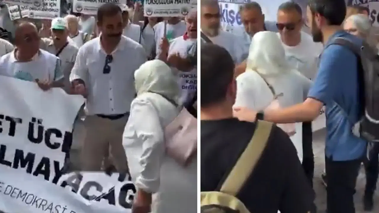 Emeklilerin pankartına saldırdı, AKP’li başkan da saldırana sahip çıktı