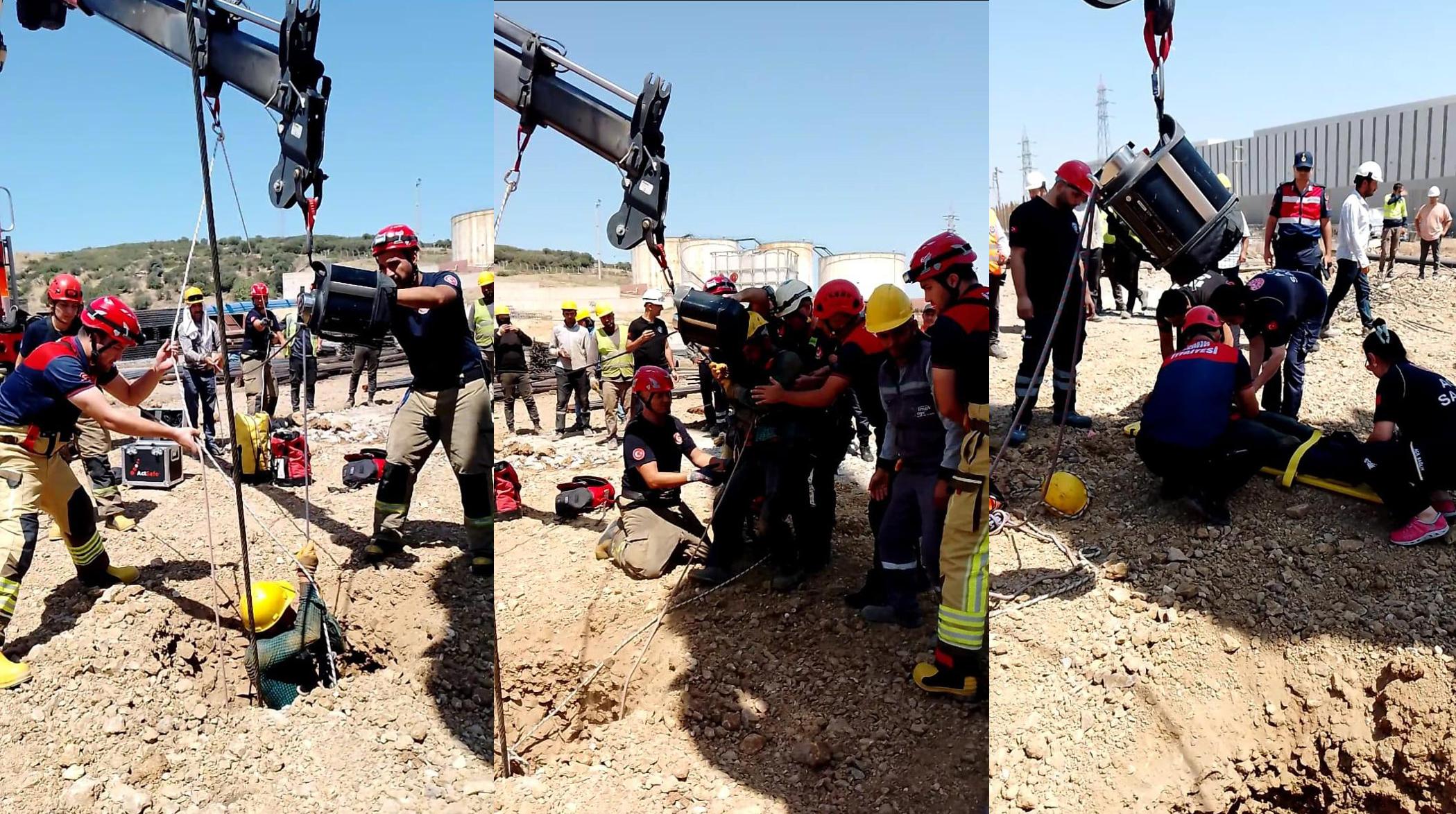 Kuyuya düşen vatandaşı itfaiye kurtardı