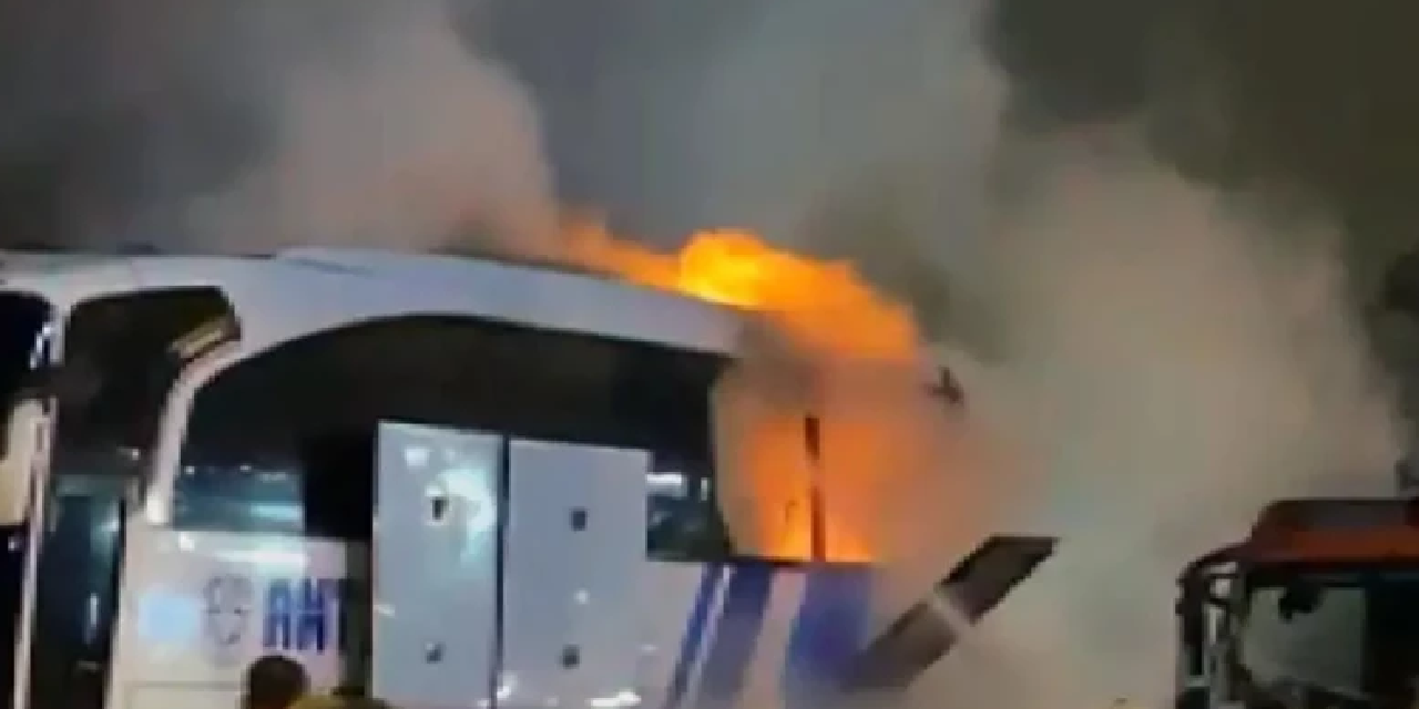 İstanbul'da facia ucuz atlatıldı: Yolcu otobüsü alev aldı