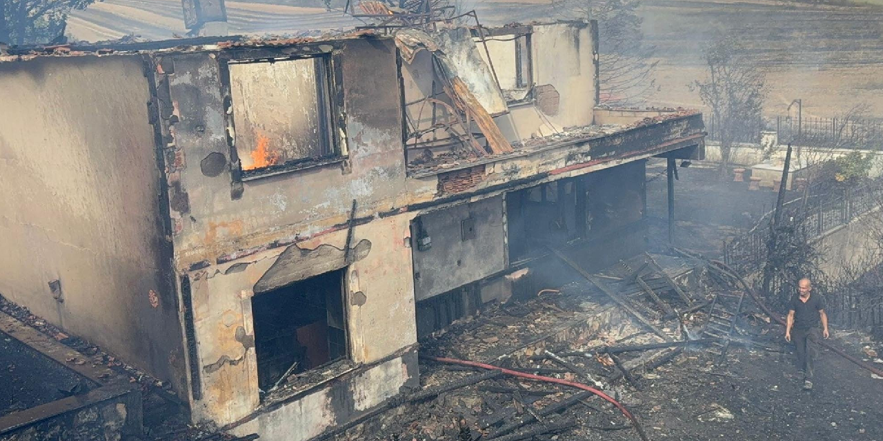 Tekirdağ'da otluk alanda çıkan yangın evlere sıçradı