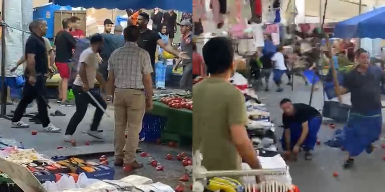 Pazar yeri savaş alanına döndü: Döner bıçaklı kavgada bir polis yaralandı