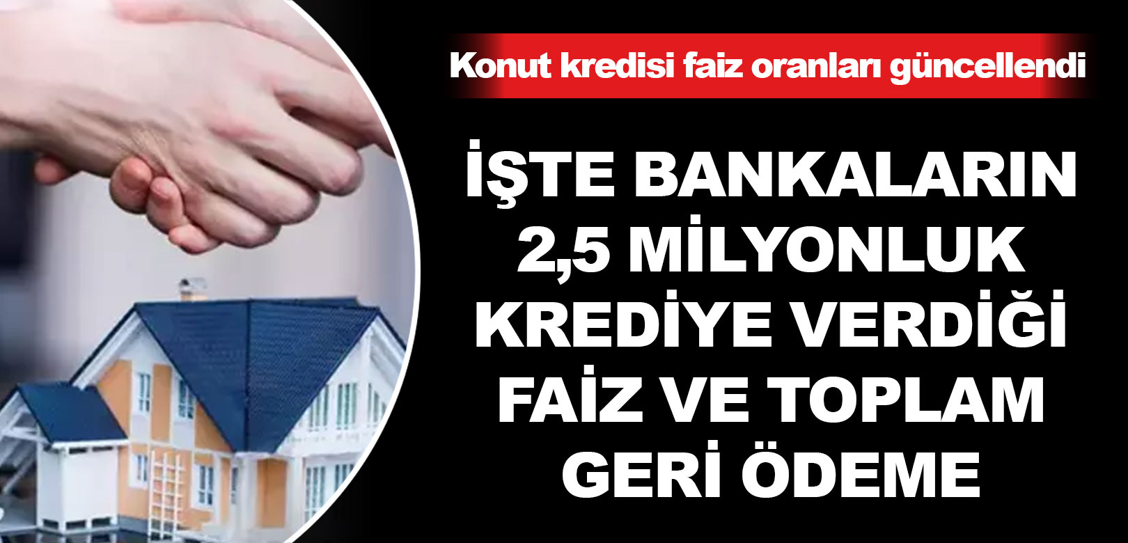 Bankaların 2,5 milyon liraya verdiği konut kredisi faiz oranları güncellendi
