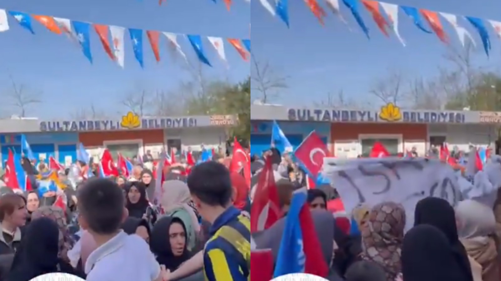 Erdoğan'ın Sultanbeyli mitinginde 'İsrail' protestosu: Pankart açan kadınlar gözaltına alındı