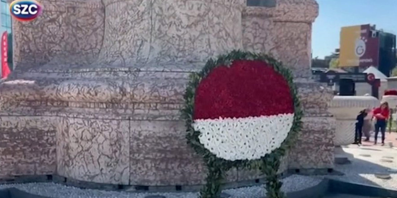 Taksim’deki Cumhuriyet Anıtı’na bırakılan çelenk kaldırıldı