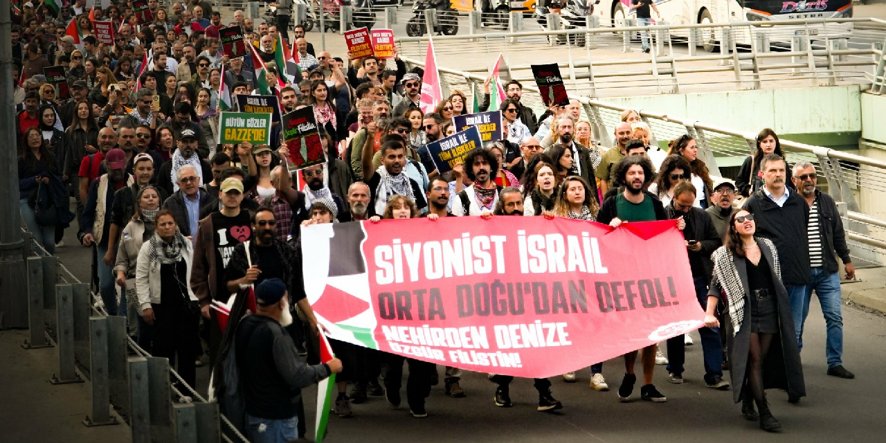 Filistin'e destek için binlerce kişi Taksim'den Beşiktaş'a yürüdü