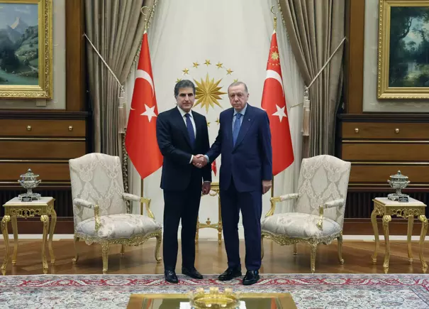 Erdoğan Cumhurbaşkanlığı’nda Barzani'yi kabul etti