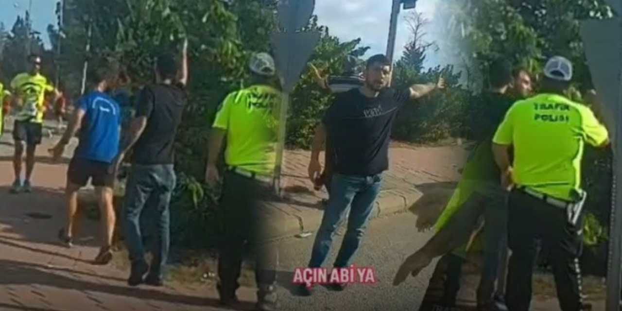 Adana halk koşusunda eşini doğuma yetiştiren yurttaşla koşucu arasında gerginlik