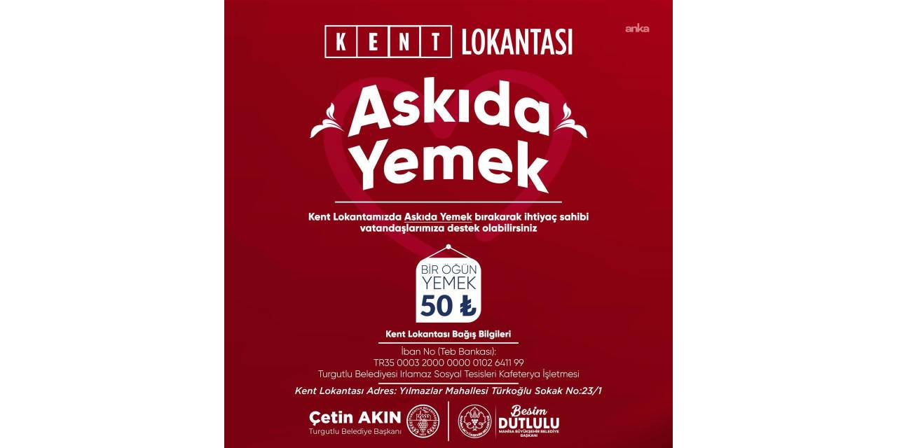 Turgutlu Belediyesi, ‘Askıda Yemek’ projesiyle dayanışmayı artırmayı hedefliyor