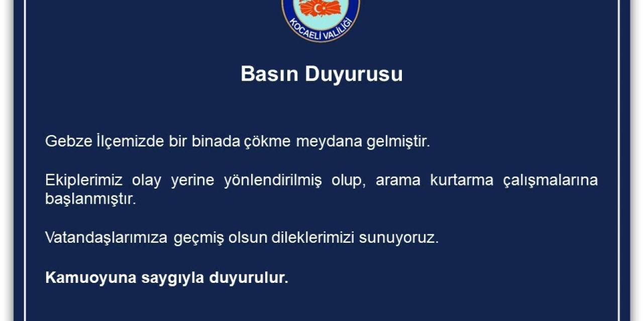 Kocaeli Valiliği'den çöken bina ile ilgili açıklama