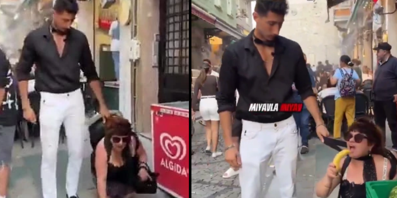 Boynuna tasma taktığı kadını sokakta dolaştırdı: İkisi de gözaltına alındı