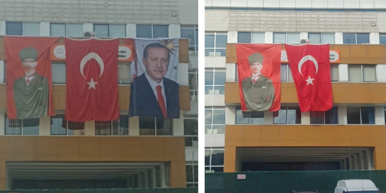 10 Kasım’da okula Erdoğan posteri asmışlardı, tepkilerden sonra kaldırdılar