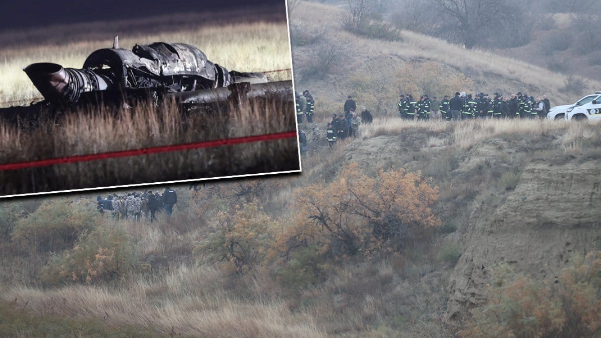 Gürcistan-Azerbaycan sınırında düşen uçağından ilk görüntüler