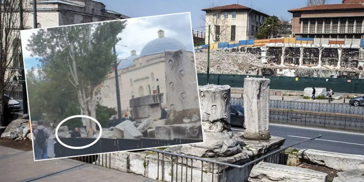 Theodosius dönemi tarihi eserin üstünde kebap keyfi!