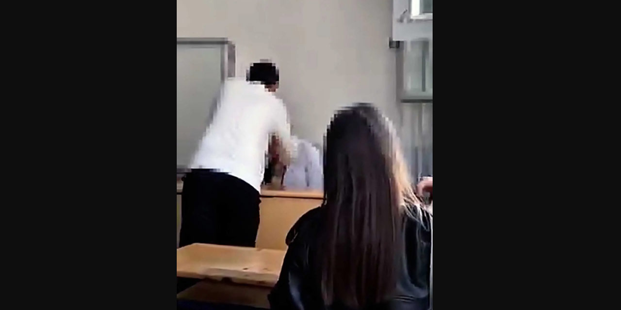 Tepki çeken görüntüler: Lisede öğretmene zorbalık yapan öğrenciler
