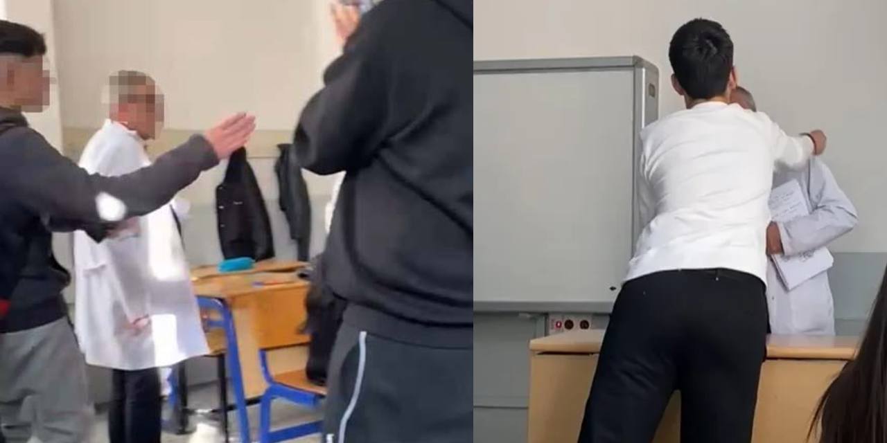 O öğretmen bir de kürsüden düşüp kolunu kırmış!