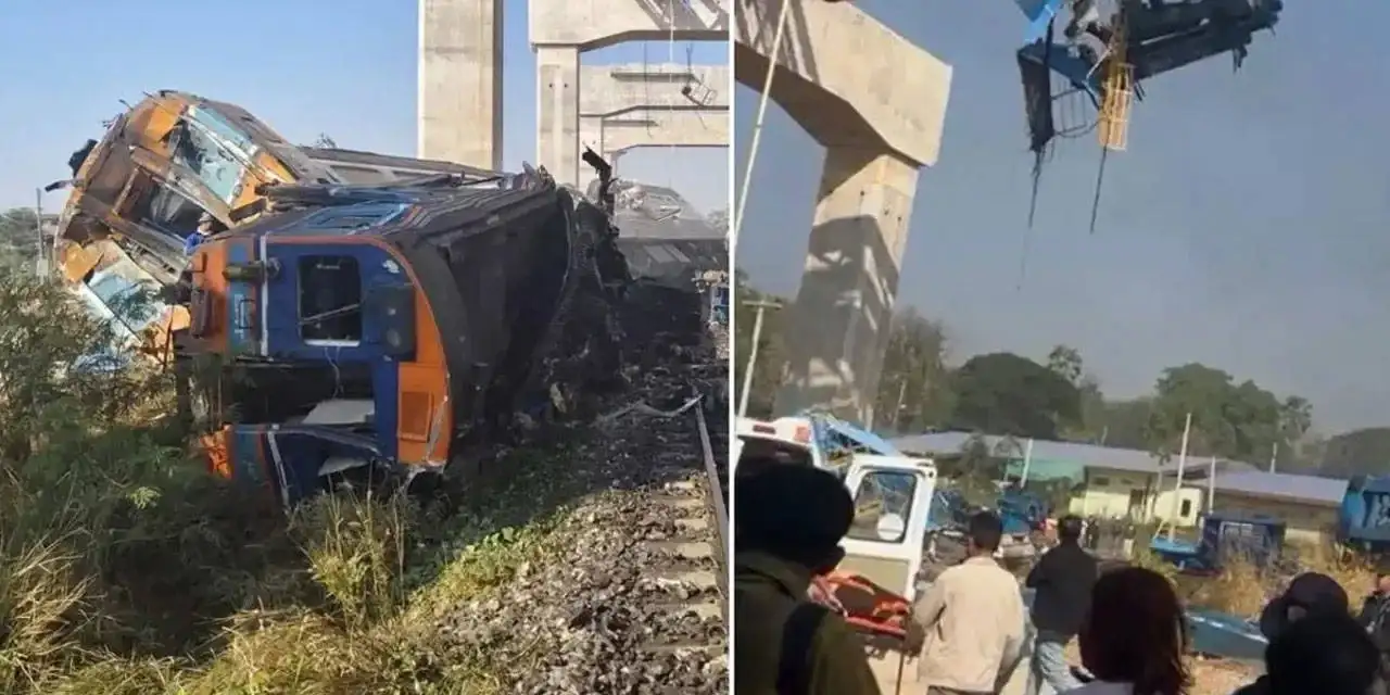 Tayland’da vinç yolcu treninin üzerine düştü, onlarca kişi öldü