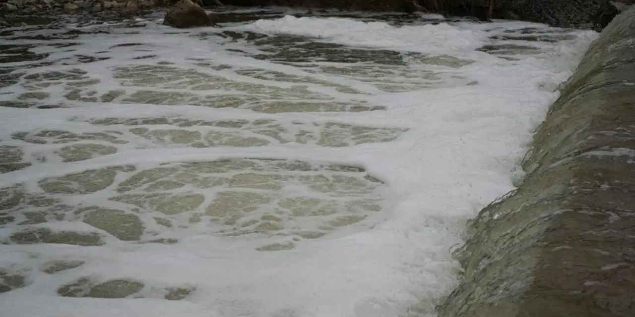 Köpüren derede endişe veren manzara: Ağır kokular nefes aldırmıyor!