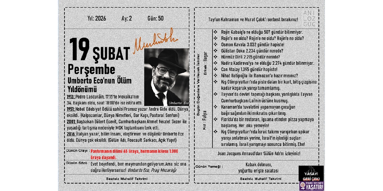 Umberto Eco'nun Ölüm Yıldönümü