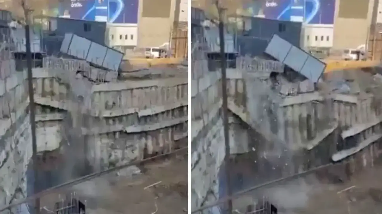 Fenerbahçe stadının yanında bulunan inşaatta istinat duvarı çöktü