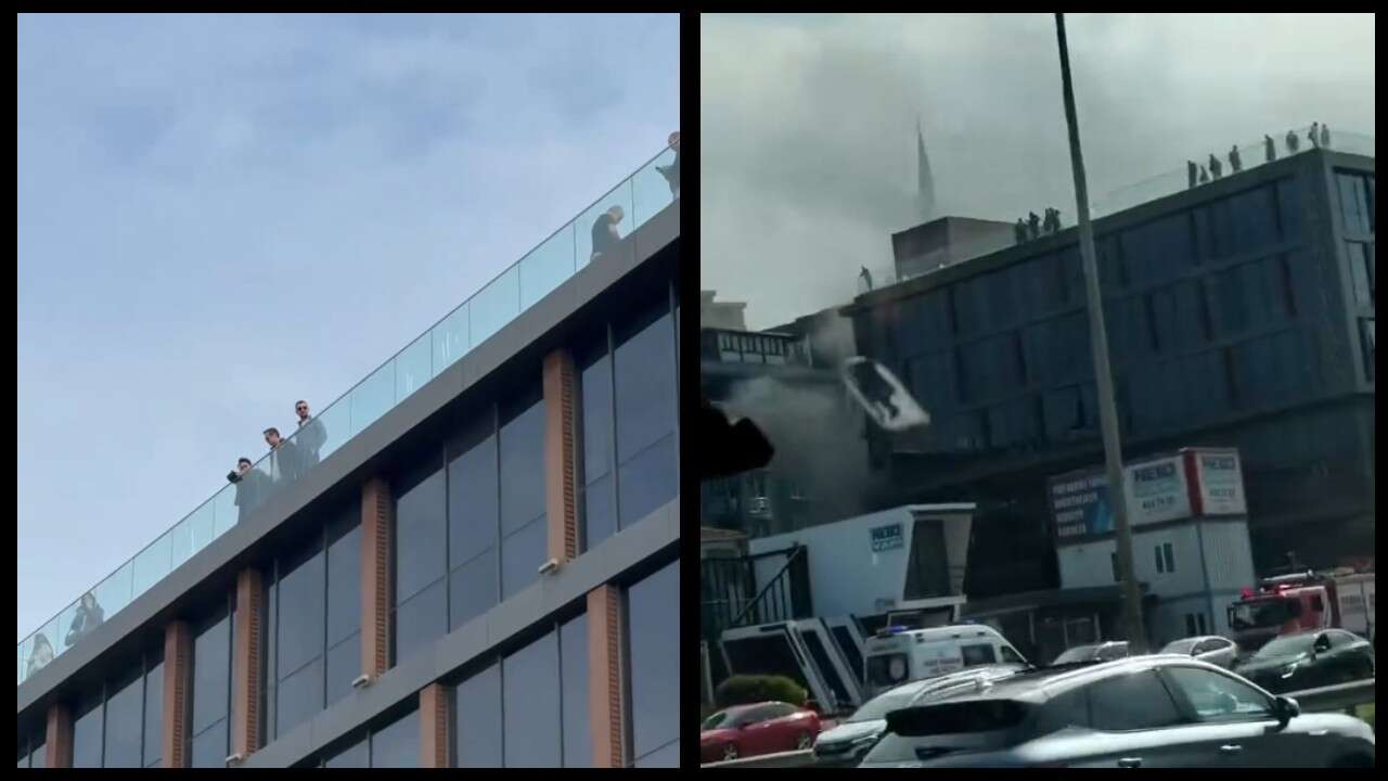 Pendik'te 6 katlı iş merkezinde yangın