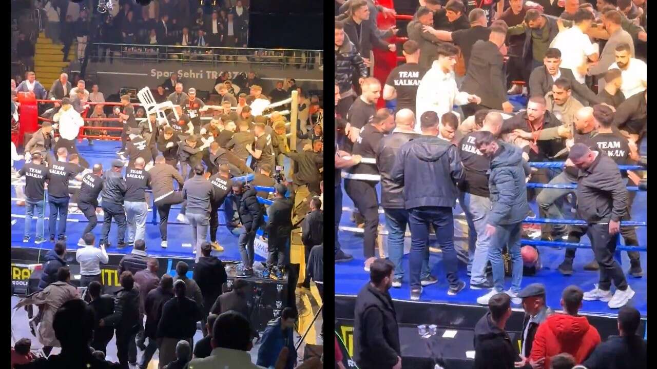 Trabzon'da olaylı maç: Onlarca kişi ringe girip kavga etti
