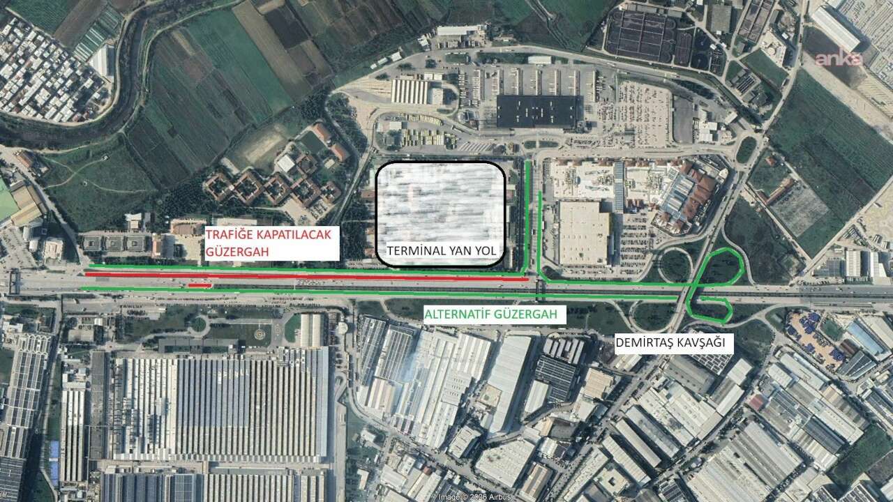 Bursa'da trafik düzenlemesi: Terminal yan yolu kapalı olacak