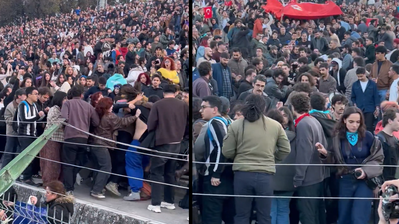ODTÜ’de 'Devrim Yürüyüşü'nde gerginlik: Milliyetçi grup uzaklaştırıldı!