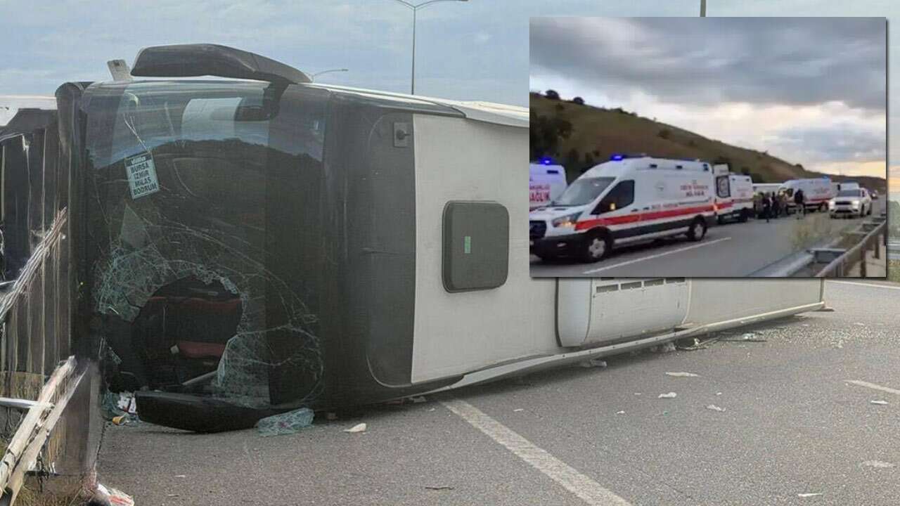 Balıkesir’de yolcu otobüsü devrildi
