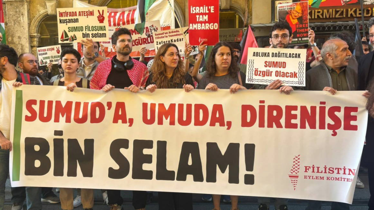 Tünel’de 'Sumud Filosu' eylemi: "Kürecik ve İncirlik'i kapatın"