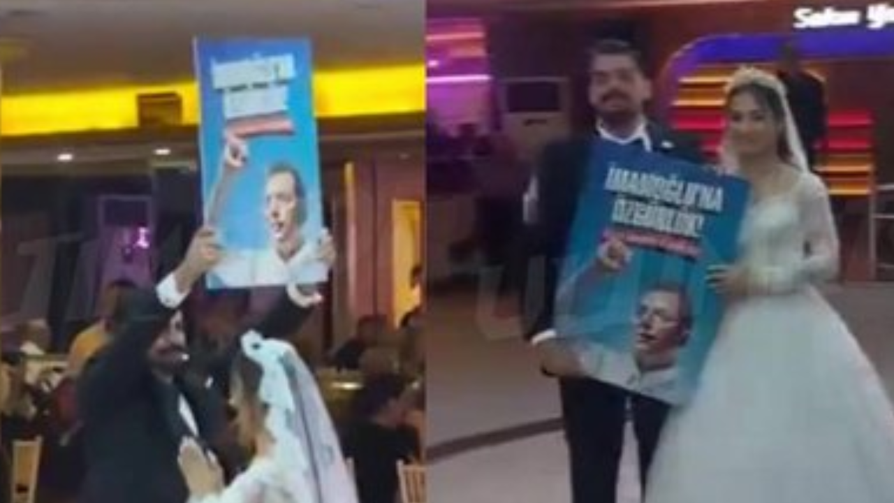 İmamoğlu için bu kez düğünde özgürlük istendi: Davetliler alkışlarla destek verdi