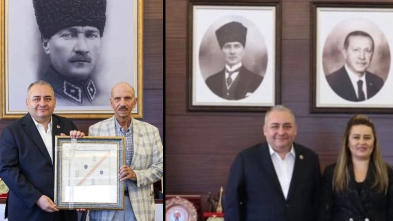 AK Parti'ye geçen Özarslan'dan ilk hamle: Atatürk portresini küçültüp Erdoğan'ı ekledi