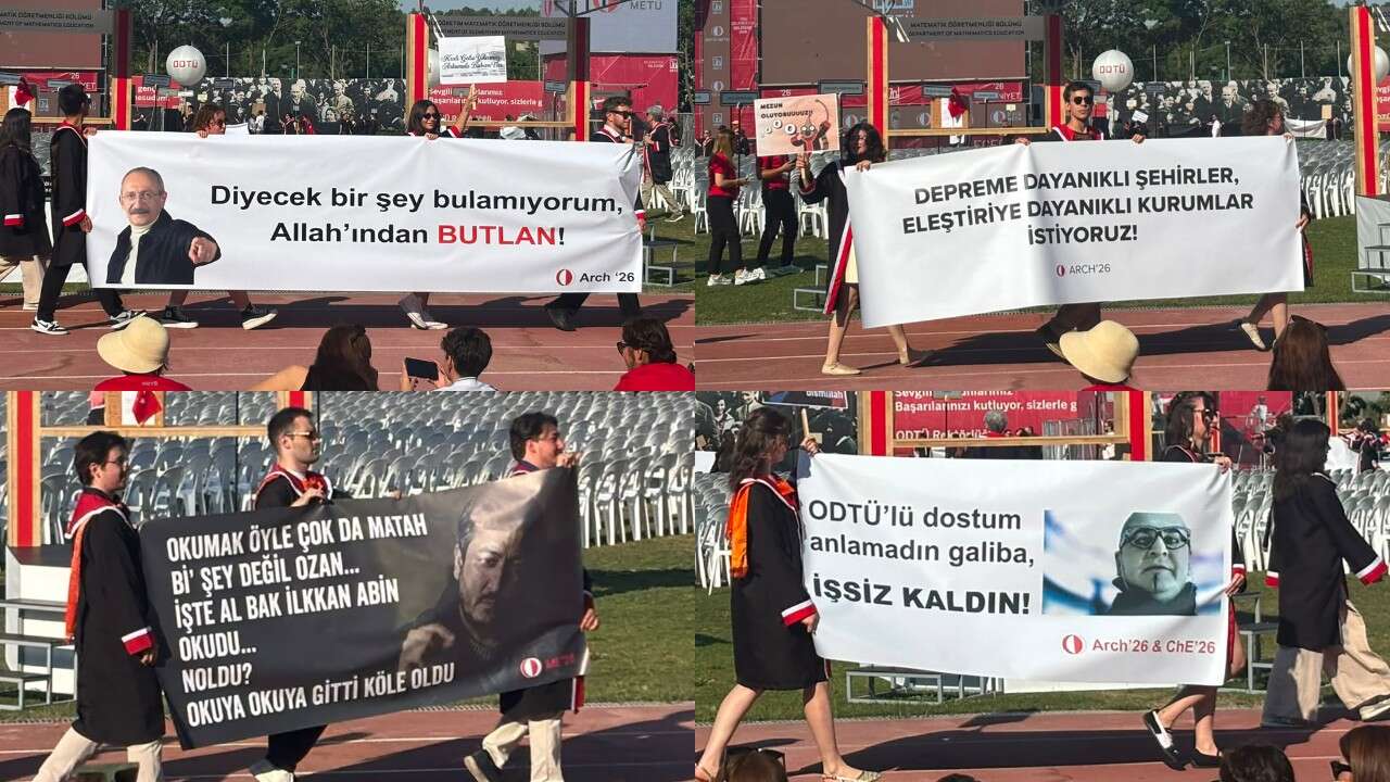 ODTÜ mezuniyet törenindeki pankartlar bu yıl da gündem oldu