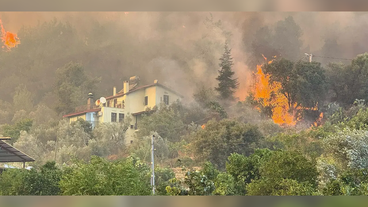 Muğla'da orman yangını yerleşim yerlerine sıçradı: 10 ev tahliye edildi